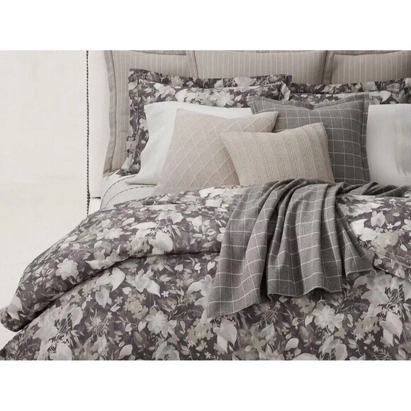 RALPH LAUREN Home Avery Duvet Cover Full Queen NEW Gray Charcoal Floral Print - Picture 1 of 9